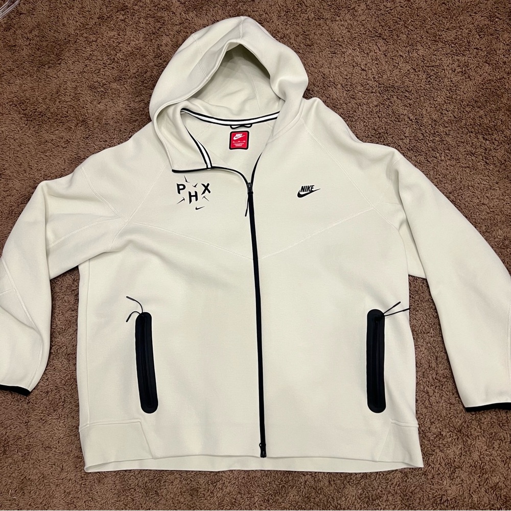 Men’s Nike Tech light bone (Cream) Fleece Full Zip Hoodie Phoenix Logo Size 3XL